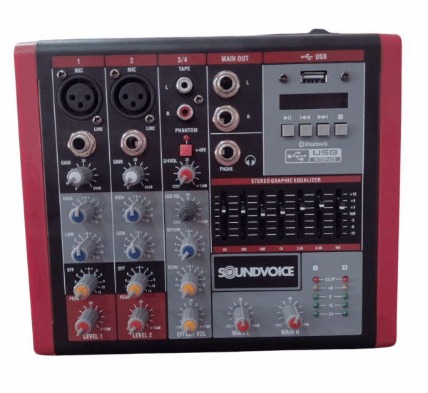 Mesa Som 4 Canais Mc4 Eux compacta Soundvoice